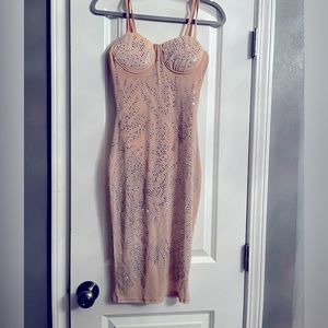 Nude Silver Studded Dress